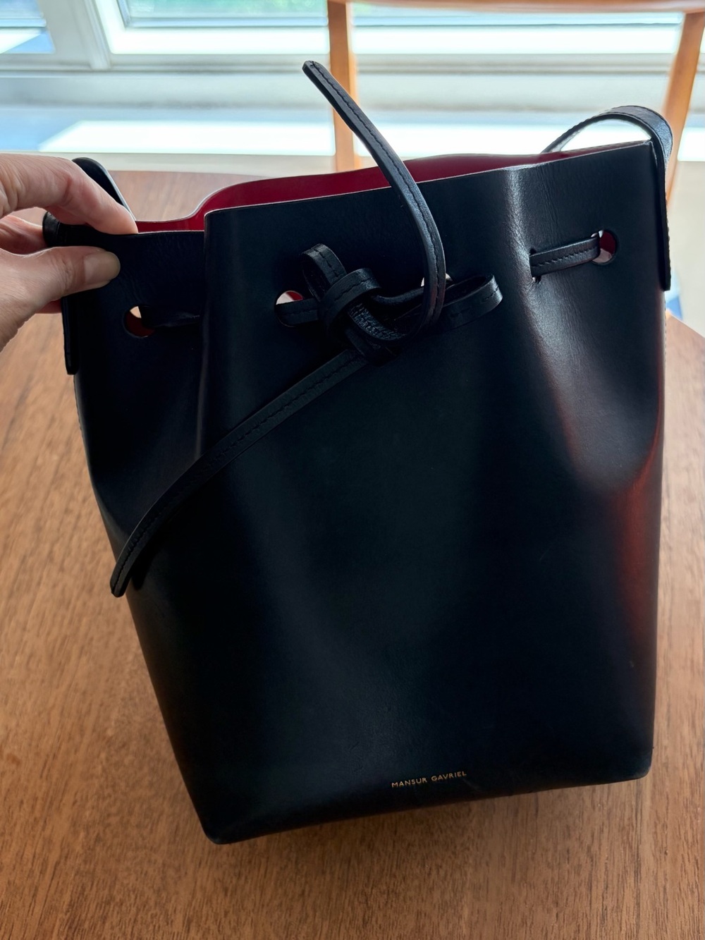 Mansur Gavriel Black Leather Bucket Bag